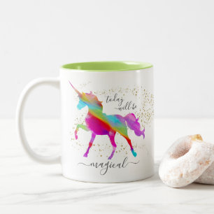 Tasse 2 Couleurs La licorne d'arc-en-ciel de parties scintillantes