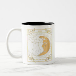 Tasse 2 Couleurs La Lune Tarot XVII Inspiré Chat Noir Sorcière Casq