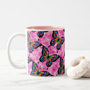Tasse 2 Couleurs La maison de bureau de ciel de papillon