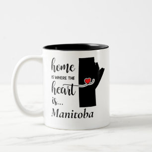 Tasse 2 Couleurs La maison du Manitoba est là où se trouve le coeur