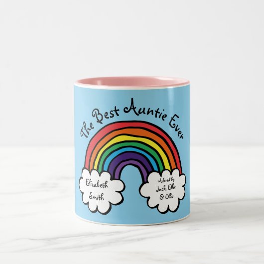 Tasse 2 Couleurs La meilleure tante jamais Rainbow Blue (Centre)