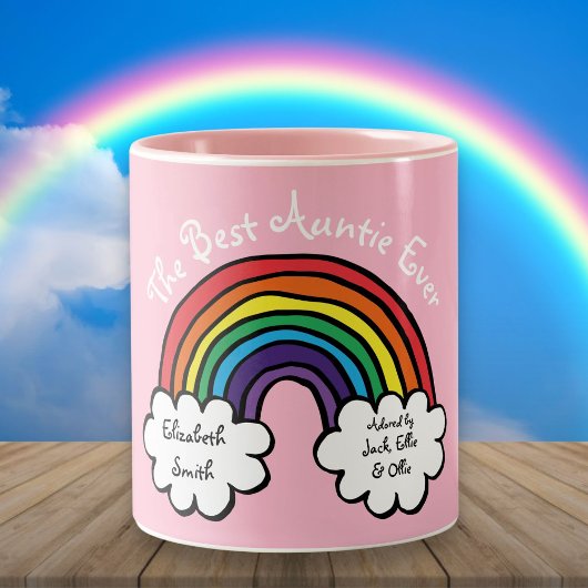 Tasse 2 Couleurs La meilleure tante jamais Rainbow rose