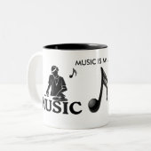 Tasse 2 Couleurs La musique est ma vie (Devant gauche)
