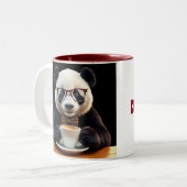 Tasse 2 Couleurs La pause café du panda (Devant gauche)