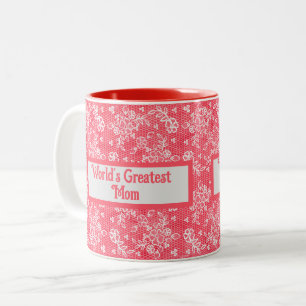 Tasse 2 Couleurs La plus grande maman-rouge Motif de dentelle Valen