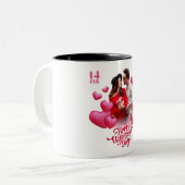 Tasse 2 Couleurs la Saint-Valentin moderne rose (Devant gauche)