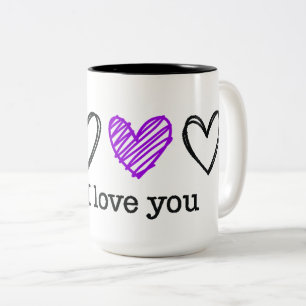 Tasse 2 Couleurs La Saint-Valentin PS Je t'aime Cœur Violet