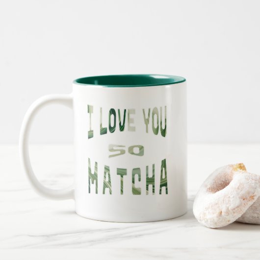 Tasse 2 Couleurs La Typographie de Matcha (Avec donut)
