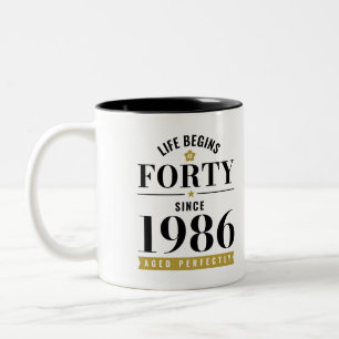 Tasse 2 Couleurs La vie commence à 40 ans 1986 40e anniversaire