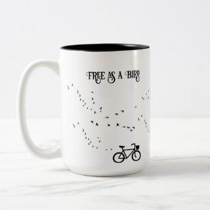 Tasse 2 Couleurs La vie cycliste libre comme l'oiseau Art noir et b