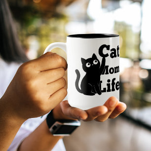 Tasse 2 Couleurs La vie de maman de chat Design de chat noir mignon
