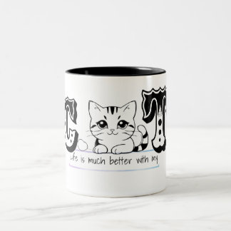 Tasse 2 Couleurs "La vie est bien meilleure avec mon chat – Design