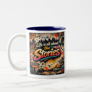 Tasse 2 Couleurs "La vie est faite d'histoires" 2 tons