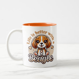 Tasse 2 Couleurs La vie est meilleure avec un Beagle - Adorable Bea