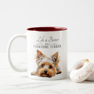 Tasse 2 Couleurs La vie est meilleure Yorkshire Terrier