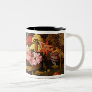 Tasse 2 Couleurs La vie toujours du fruit et d'un panier des fleurs