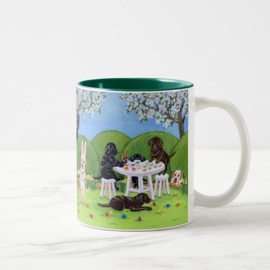 Tasse 2 Couleurs Labrador et peinture d'oeufs de pâques (Droit)