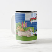 Tasse 2 Couleurs Labradors dans la peinture de jardin (Devant gauche)
