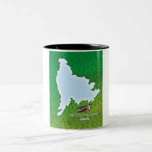 Tasse 2 Couleurs Lac Hubbard carte du lac du nord du Michigan Two-T
