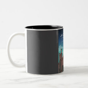 Tasse 2 Couleurs Lahore Pakistan Vintage Minimal Retro Travel Poste
