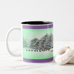 Tasse 2 Couleurs Laissez Tomber la Neige Pins Verts Lumineux Scène