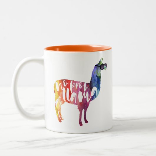 Tasse 2 Couleurs Lama. Aucun Probllama. Aucun Prob-lama. (Gauche)