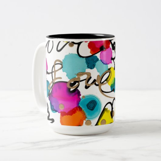 Tasse 2 Couleurs L'amour du café vous encercle (Devant gauche)