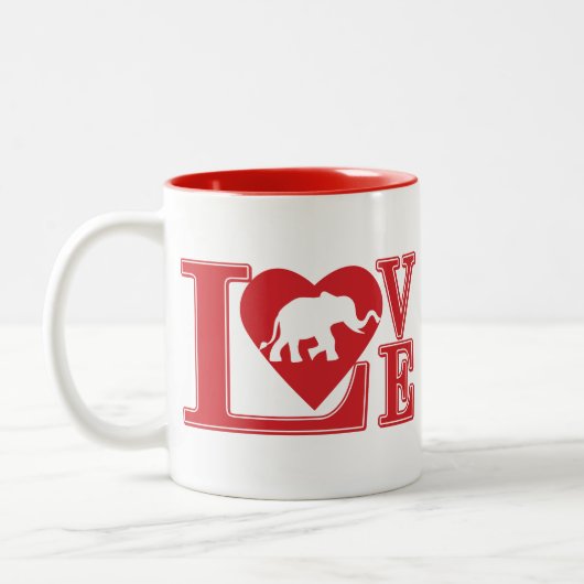 Tasse 2 Couleurs L'amour-éléphants (Gauche)
