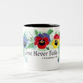 Tasse 2 Couleurs L'amour n'échoue jamais (les pensées)