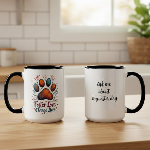 Tasse 2 Couleurs L'Amour Qui Adopte Change Des Vies Patte Demandez-