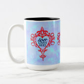 Tasse 2 Couleurs L'amour vit ici, affirmation tirée main (Gauche)