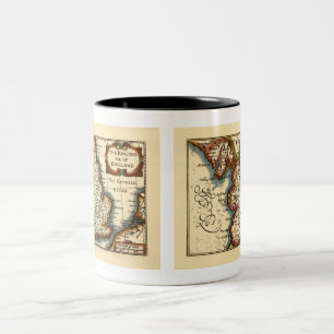 Tasse 2 Couleurs Lancashire Comté Angleterre Ancien Antiquaire Cart