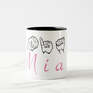 Tasse 2 Couleurs Langue des signes américaine Fingerspelled Mia