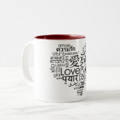 Tasse 2 Couleurs Langues de coeur d'amour (Devant gauche)