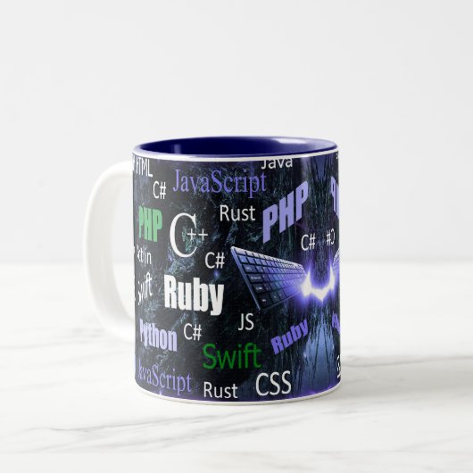 Tasse 2 Couleurs Langues de programmation Motif bleu (Devant gauche)
