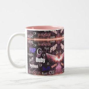 Tasse 2 Couleurs Langues de programmation Motif rose