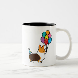 Tasse 2 Couleurs L'anniversaire tricolore rouge de corgi monte en