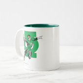 Tasse 2 Couleurs Lanterne verte avec Arrière - plan de logo (Devant gauche)