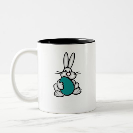 Tasse 2 Couleurs Lapin avec l'oeuf vert turquoise (Gauche)