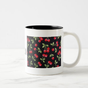 Tasse 2 Couleurs lapin billy Rockabilly Cerises Rouges sur Fond Noi