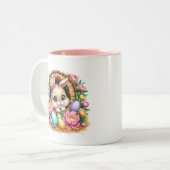 Tasse 2 Couleurs Lapin de Pâques (Devant gauche)