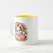 Tasse 2 Couleurs Lapin de Pâques  (Devant gauche)
