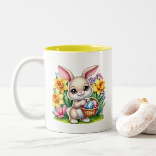 Tasse 2 Couleurs Lapin de Pâques (Avec donut)
