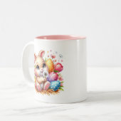 Tasse 2 Couleurs Lapin de Pâques (Devant gauche)