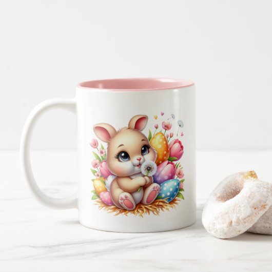 Tasse 2 Couleurs Lapin de Pâques (Avec donut)