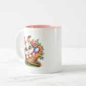 Tasse 2 Couleurs Lapin de Pâques (Devant gauche)