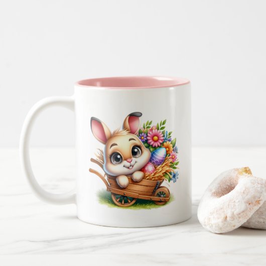 Tasse 2 Couleurs Lapin de Pâques (Avec donut)