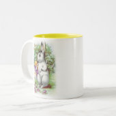Tasse 2 Couleurs Lapin de Pâques Floral (Devant gauche)