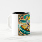 Tasse 2 Couleurs lapin de surf : imagerie visuelle (Devant gauche)