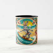 Tasse 2 Couleurs lapin de surf : imagerie visuelle (Centre)